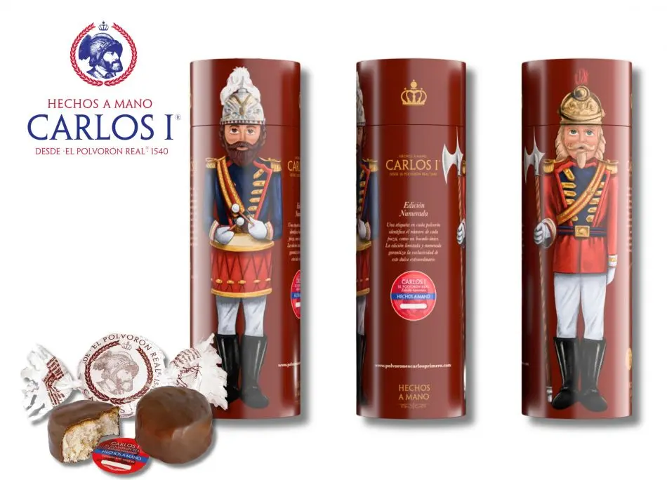 Lata 280 gr Polvorones Carlos I baados en Chocolate Edicin Guardia Real